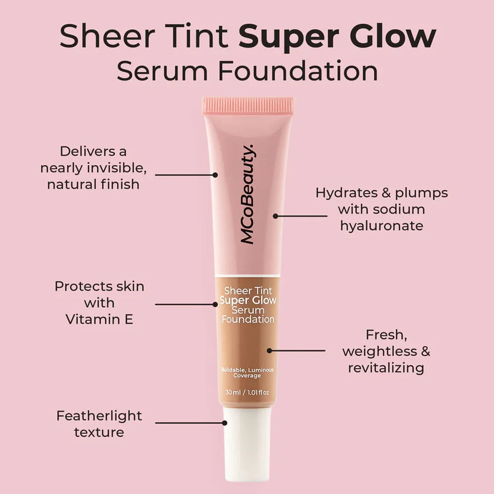 MCoBeauty Sheer Tint Super Glow Serum Foundation 3-4 Light-Medium 30ml - Image 2