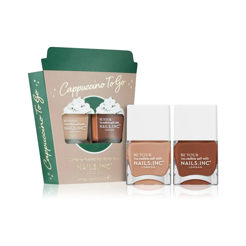 Nails Inc Duo Capuccino To Go Caffeine Fuelled Nail Polish Duo 2x14ml