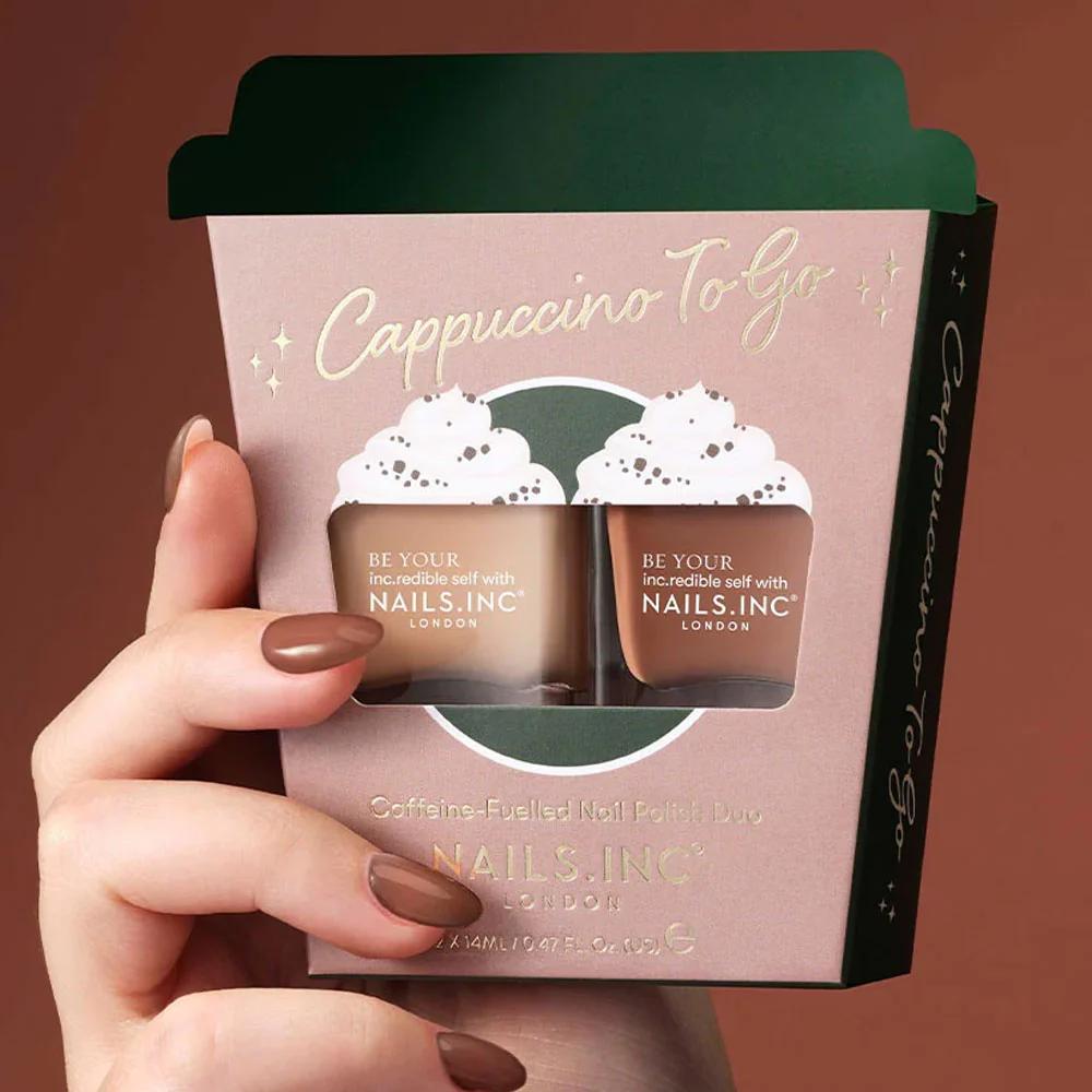 Nails Inc Duo Capuccino To Go Caffeine Fuelled Nail Polish Duo 2x14ml - Image 2