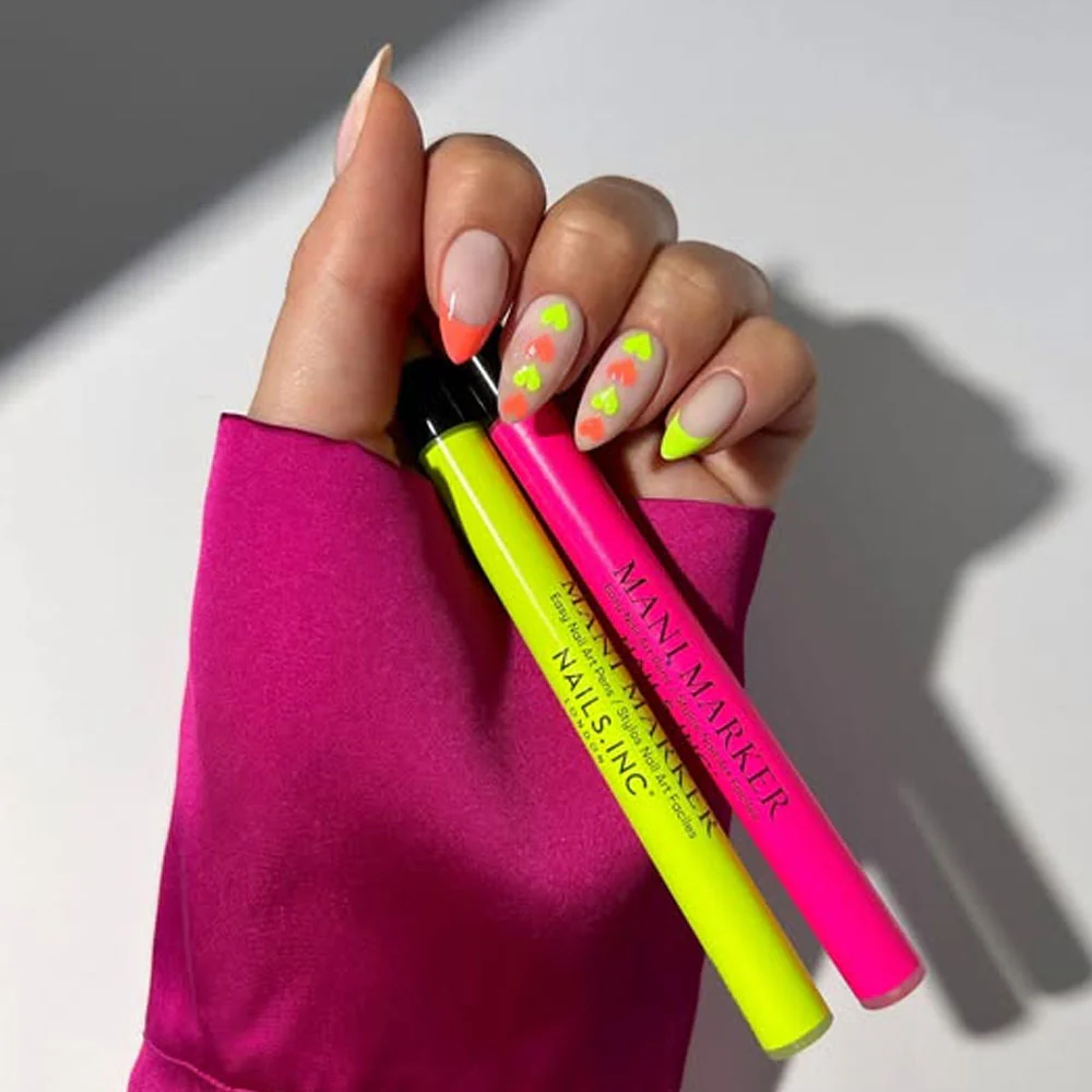 Nails Inc Mani Marker Trio Bright White Flamingo Pink Electric Green 3x3ml - Image 3