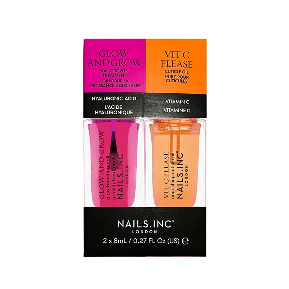 Nails Inc Mini Duo Glow & Grow Nail Growth Vitamin C Please Cuticle Oil 2x8ml - Image 2