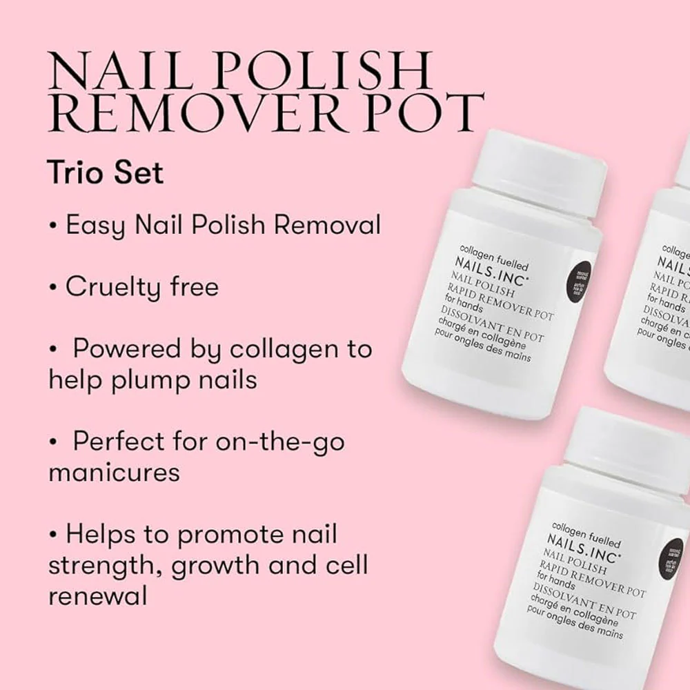 Nails Inc Nail Polish Rapid Remover Pot Collagen Fuelled Coconut Scented 60ml - Image 3