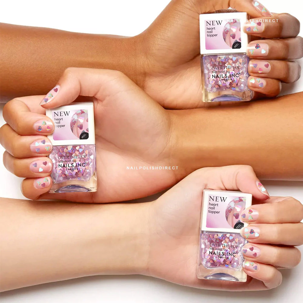 Nails Inc Over The Top Romancing In Regents Park Heart Nail Topper Nail Polish 14ml - Image 3
