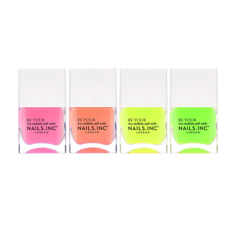 Nails Inc Quad Neon Lite Pastel Neon Nail Polish Set 4x14ml