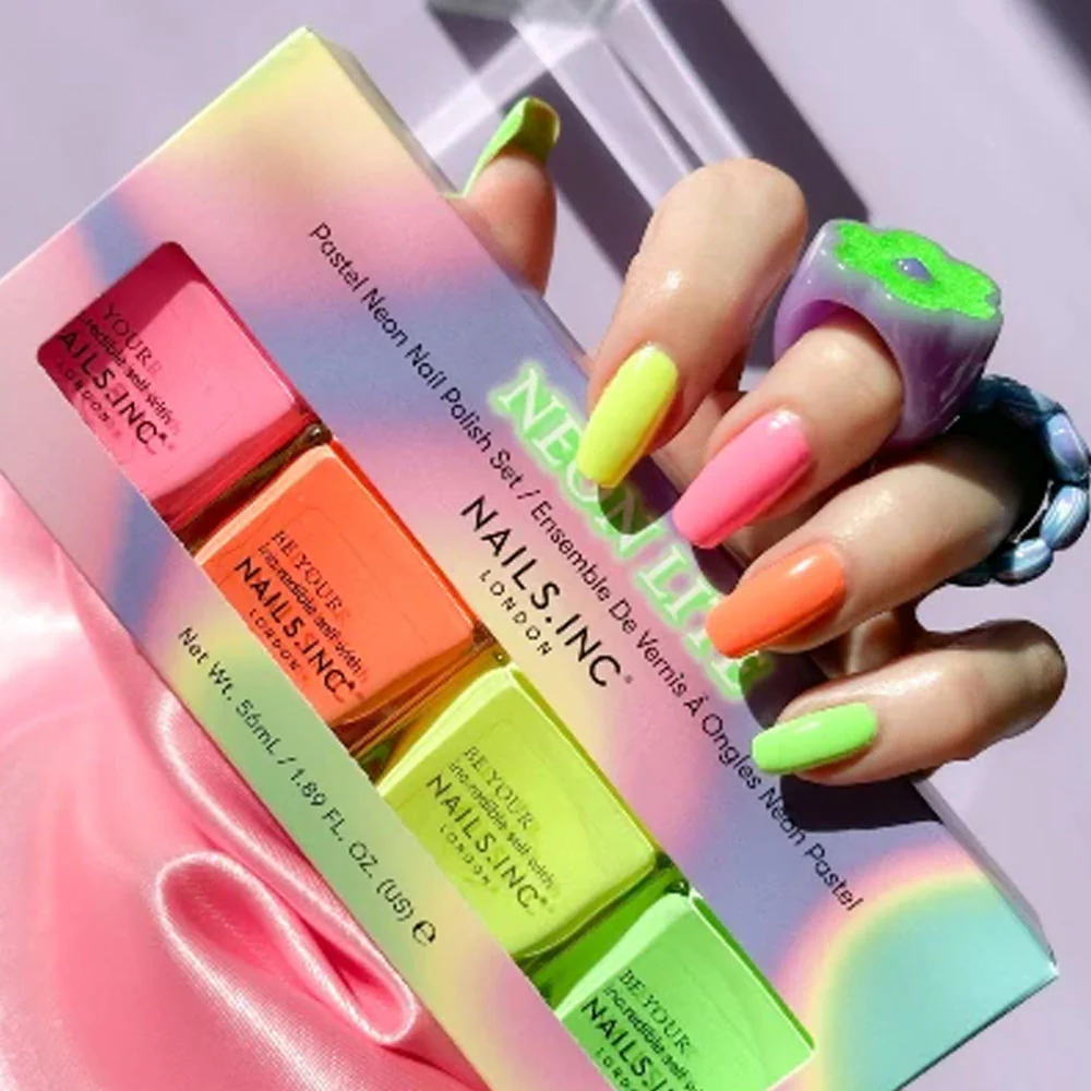 Nails Inc Quad Neon Lite Pastel Neon Nail Polish Set 4x14ml - Image 4