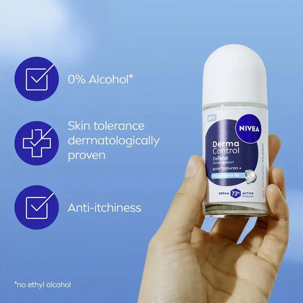 Nivea Antiperspirant Roll On Derma Control 72H Pro Vitamin B5 50ml - Image 4