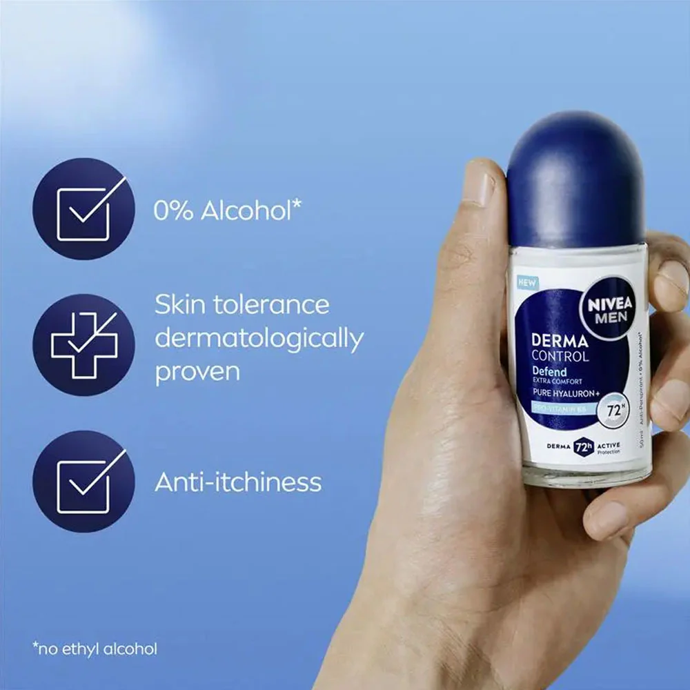 Nivea Men Antiperspirant Roll On Derma Control 72H Pro Vitamin B5 50ml - Image 4