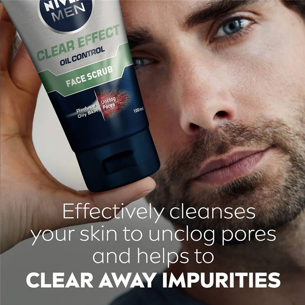 Nivea Men Face Scrub Clear Effect Oil Control 100ml - Image 2