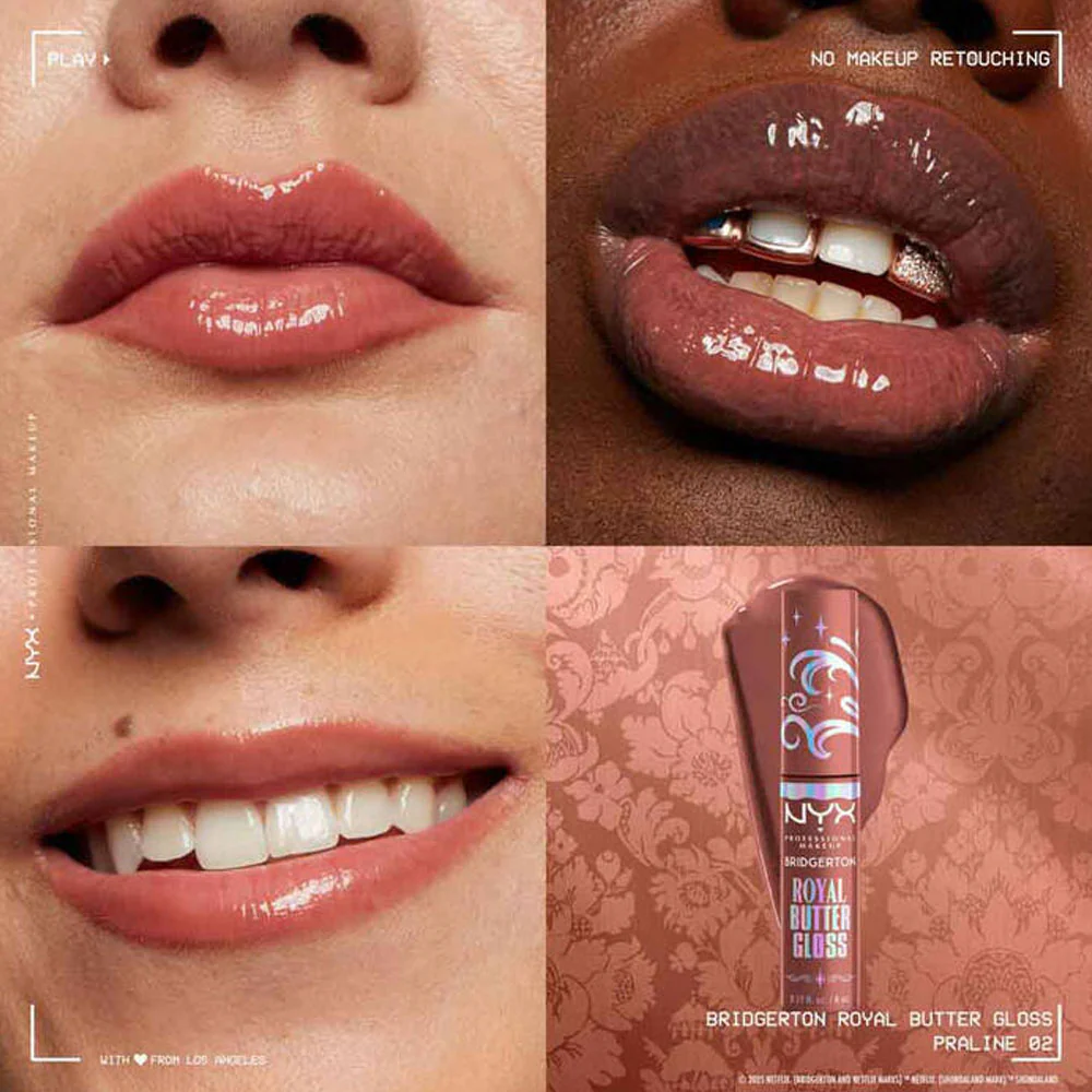 NYX Bridgerton Royal Butter Gloss Lip Gloss 02 Praline - Image 3