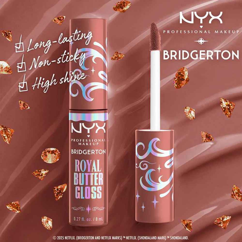 NYX Bridgerton Royal Butter Gloss Lip Gloss 02 Praline - Image 4