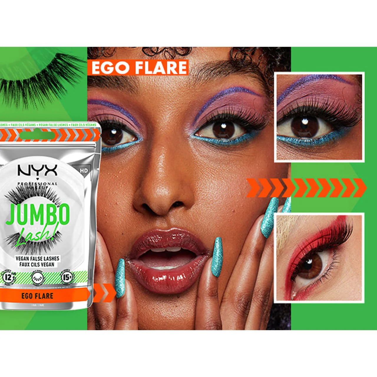 NYX Jumbo Lash Vegan False Lashes Reusable + Case Ego Flare - Image 3
