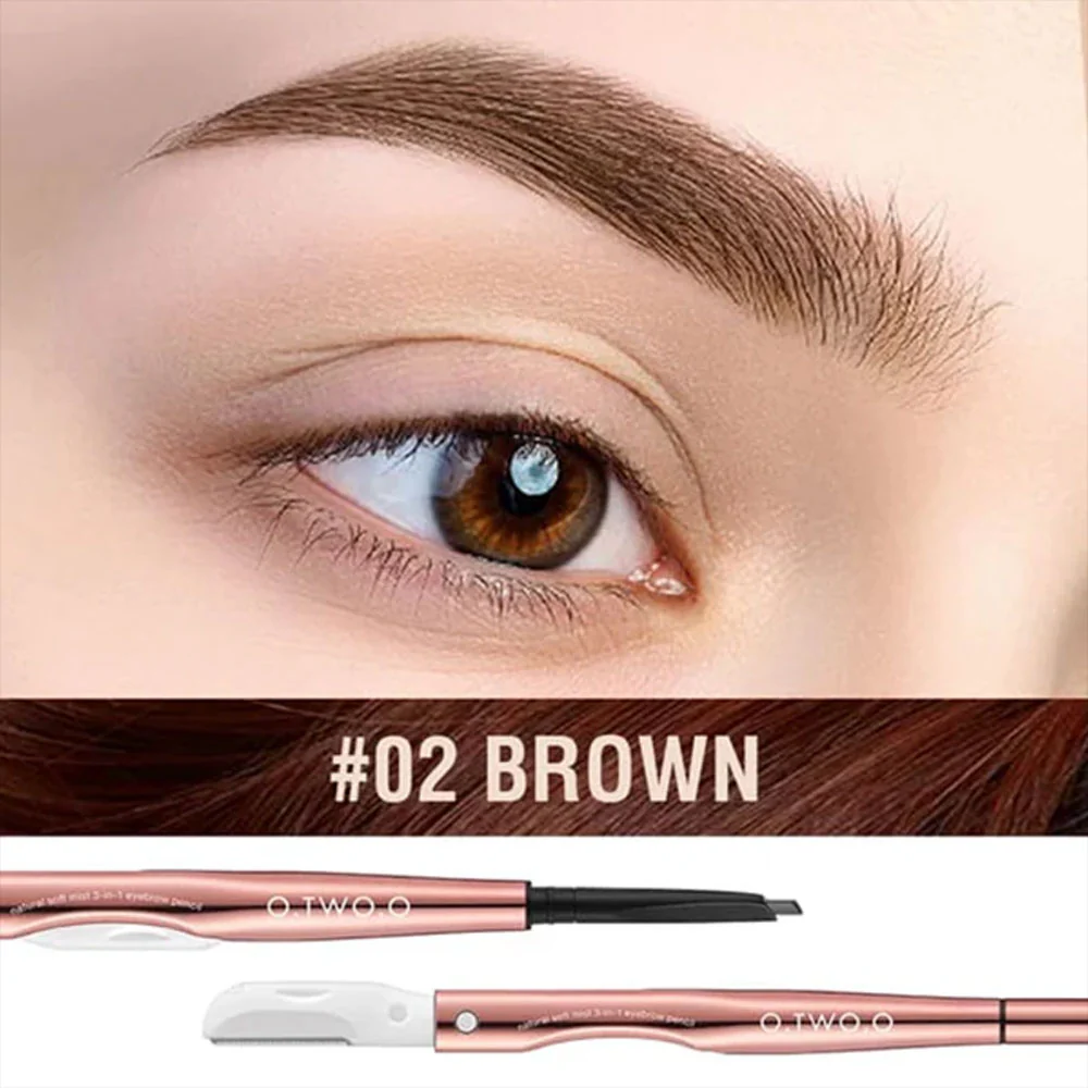O.TWO.O Natural Soft Mist 3-In-1 Eyebrow Pencil 02 Brown - Image 2