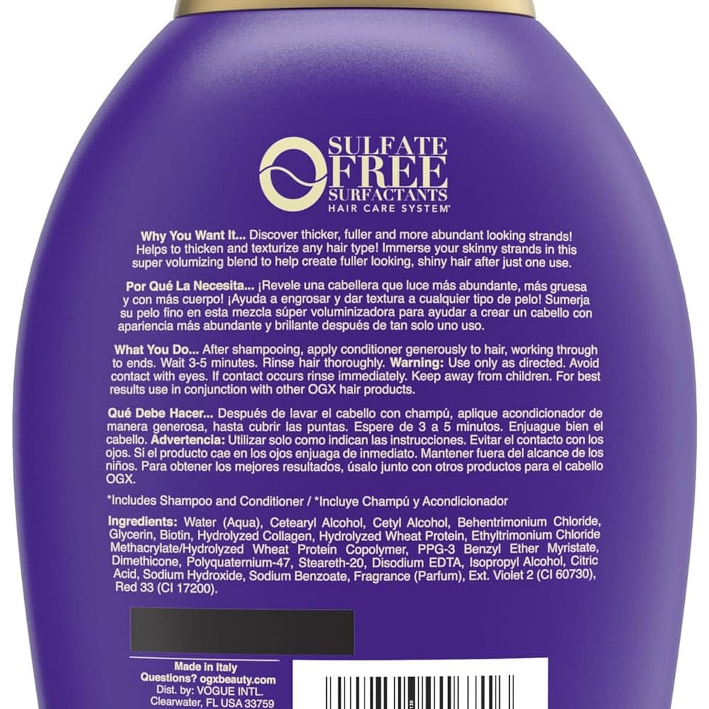 OGX Extra Volume Biotin & Collagen Conditioner 385ml - Image 2