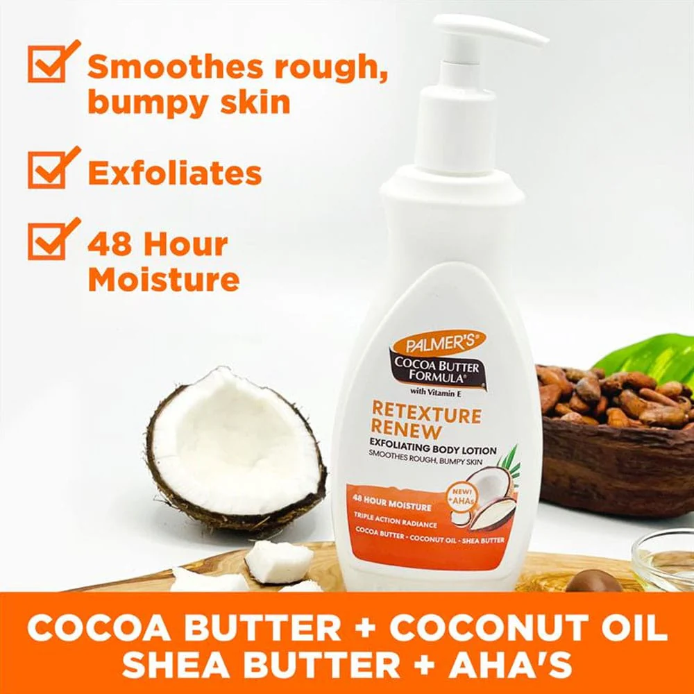 Palmers Exfoliating Body Lotion Cocoa Butter With Vitamin E 400ml - Image 2