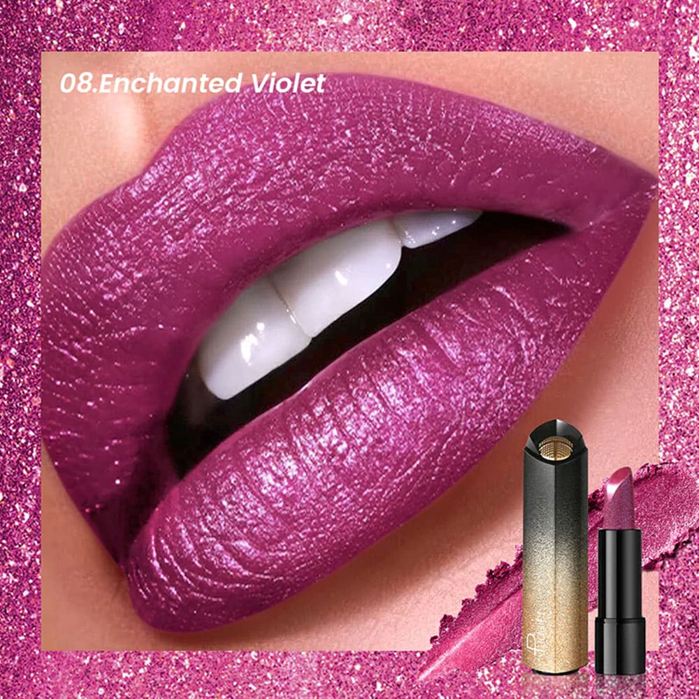 Pudaier Perma Shine Diamond Lipstick 8 Enchanted Violet - Image 3