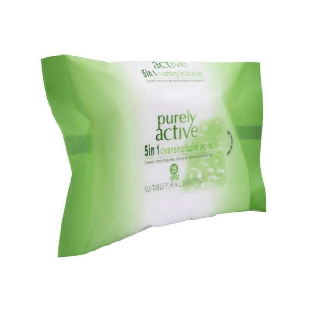 Purely Active 5-In-1 Cleansing Facial Wipes 25pk - Image 2