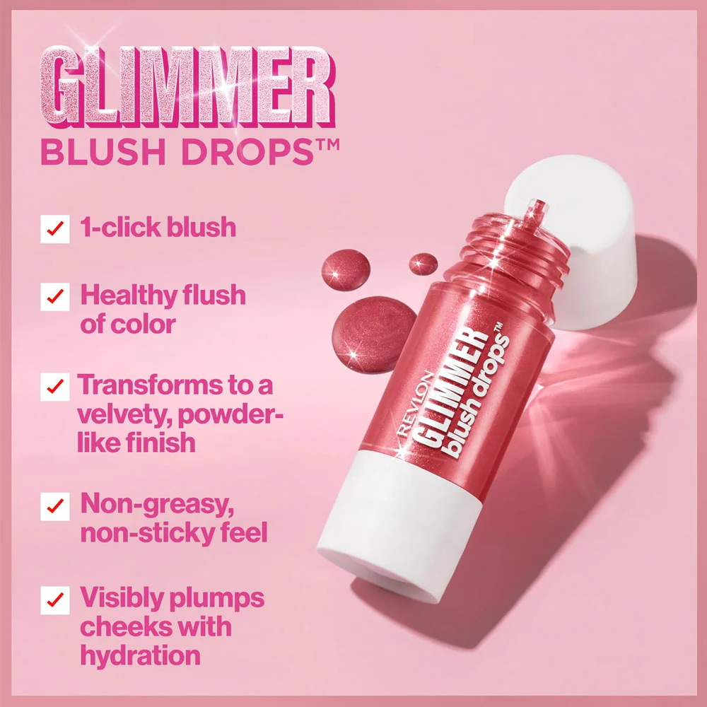 Revlon Glimmer Blush Drops 102 Pink It Over 9.4ml - Image 3
