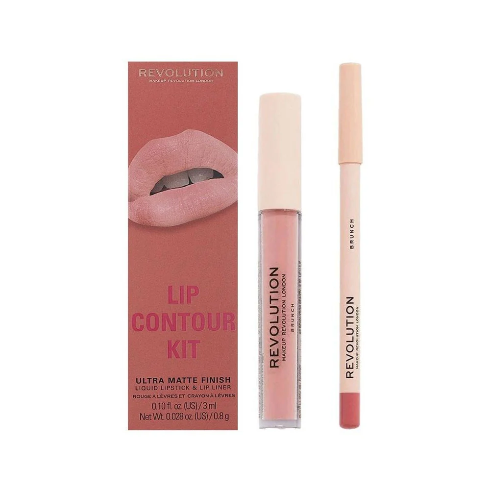 Revolution Liquid Lipstick & Lip Liner Lip Contour Kit Ultra Matte Finish Brunch 3ml - Image 4