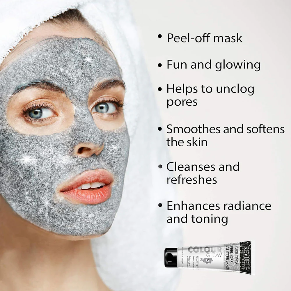 Revuele Color Glow Silver Purifying Peel Off Glitter Mask 80ml - Image 2
