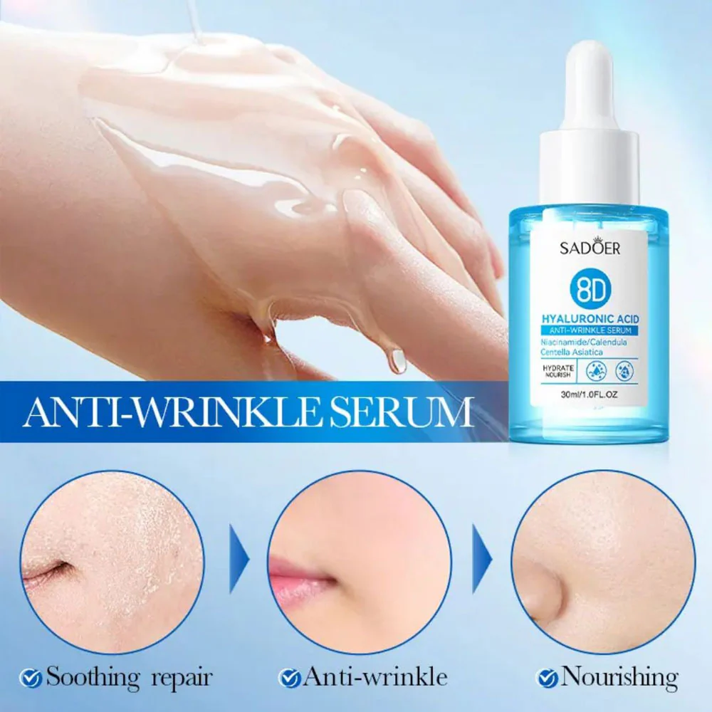 Sadoer 8D Hyaluronic Acid Anti Wrinkle Serum 30ml - Image 3