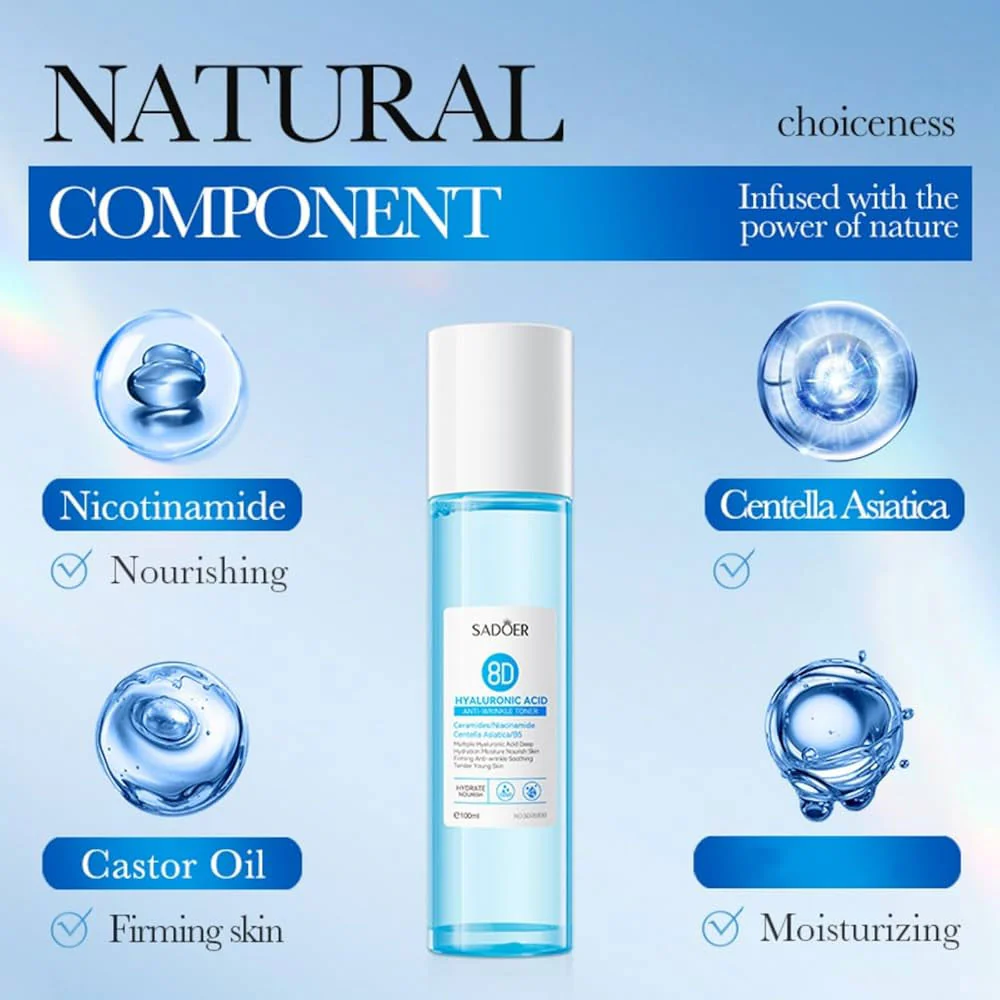 Sadoer 8D Hyaluronic Acid Anti Wrinkle Toner 100ml - Image 4