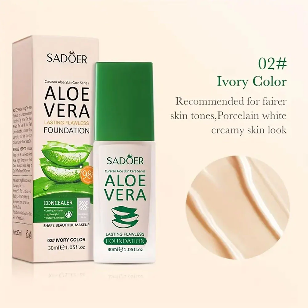 Sadoer Aloe Vera Flawless Foundation 02 Ivory 30ml - Image 2