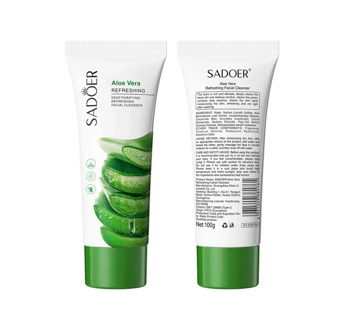 Sadoer Aloe Vera Refreshing Facial Cleanser 100g - Image 2