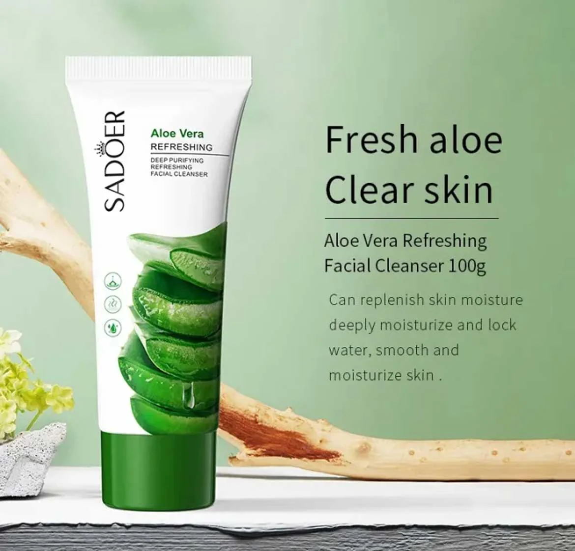 Sadoer Aloe Vera Refreshing Facial Cleanser 100g - Image 3