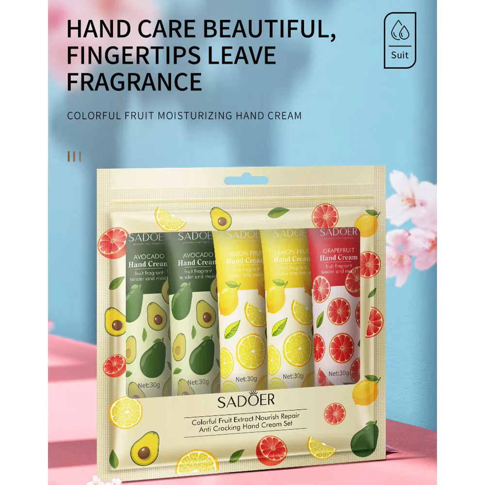 Sadoer Colorful Fruit Anti Cracking Hand Cream Set 30gx5pcs - Image 5