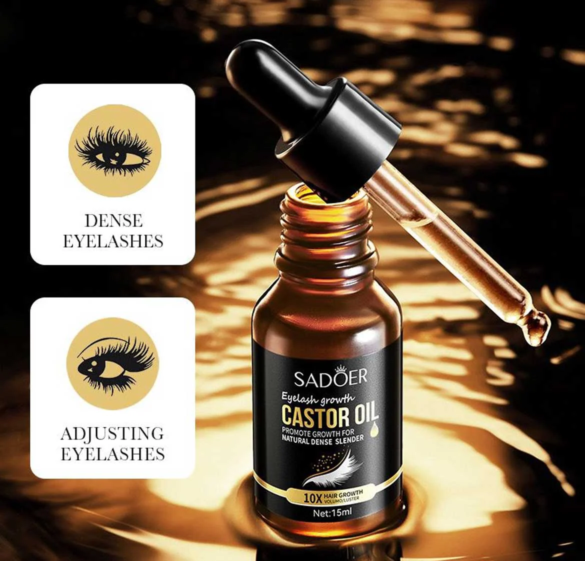 Sadoer Eyelash Growth Castor Oil 15ml - Image 2