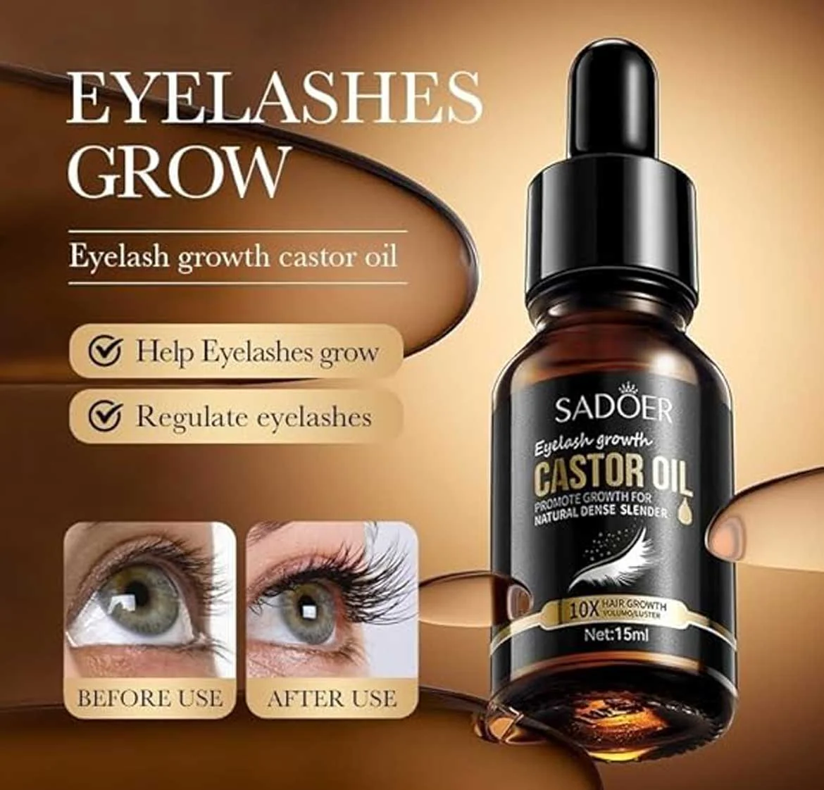 Sadoer Eyelash Growth Castor Oil 15ml - Image 4