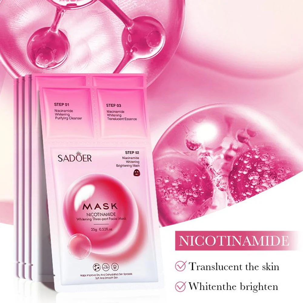 Sadoer Nicotinamide Whitening Three Part Facial Mask 25ml - Image 4