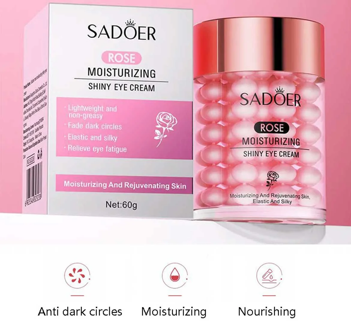 Sadoer Rose Moisturizing Shiny Eye Cream 60g - Image 3