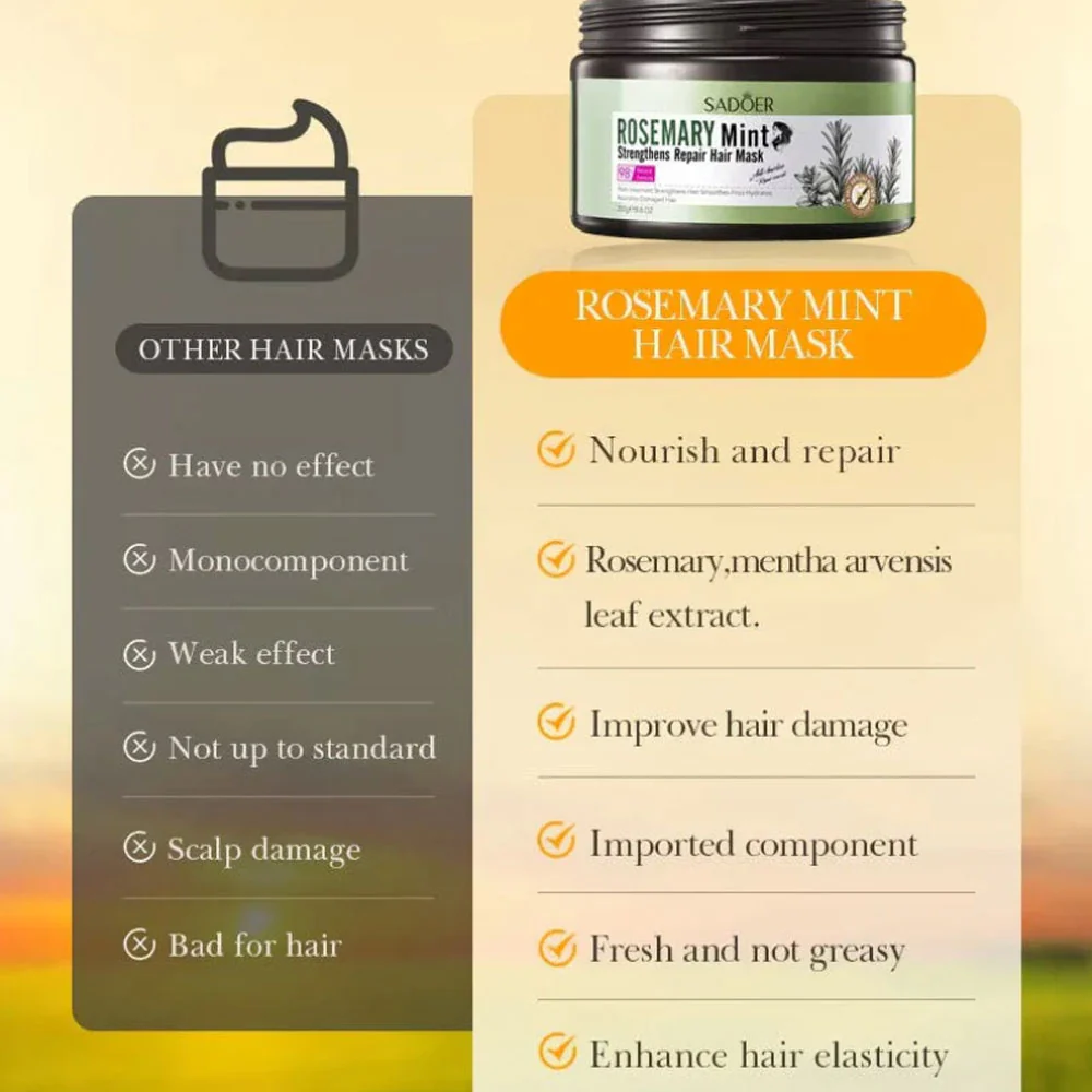 Sadoer Rosemary Mint Strengthen Repair Hair Mask 250g - Image 2