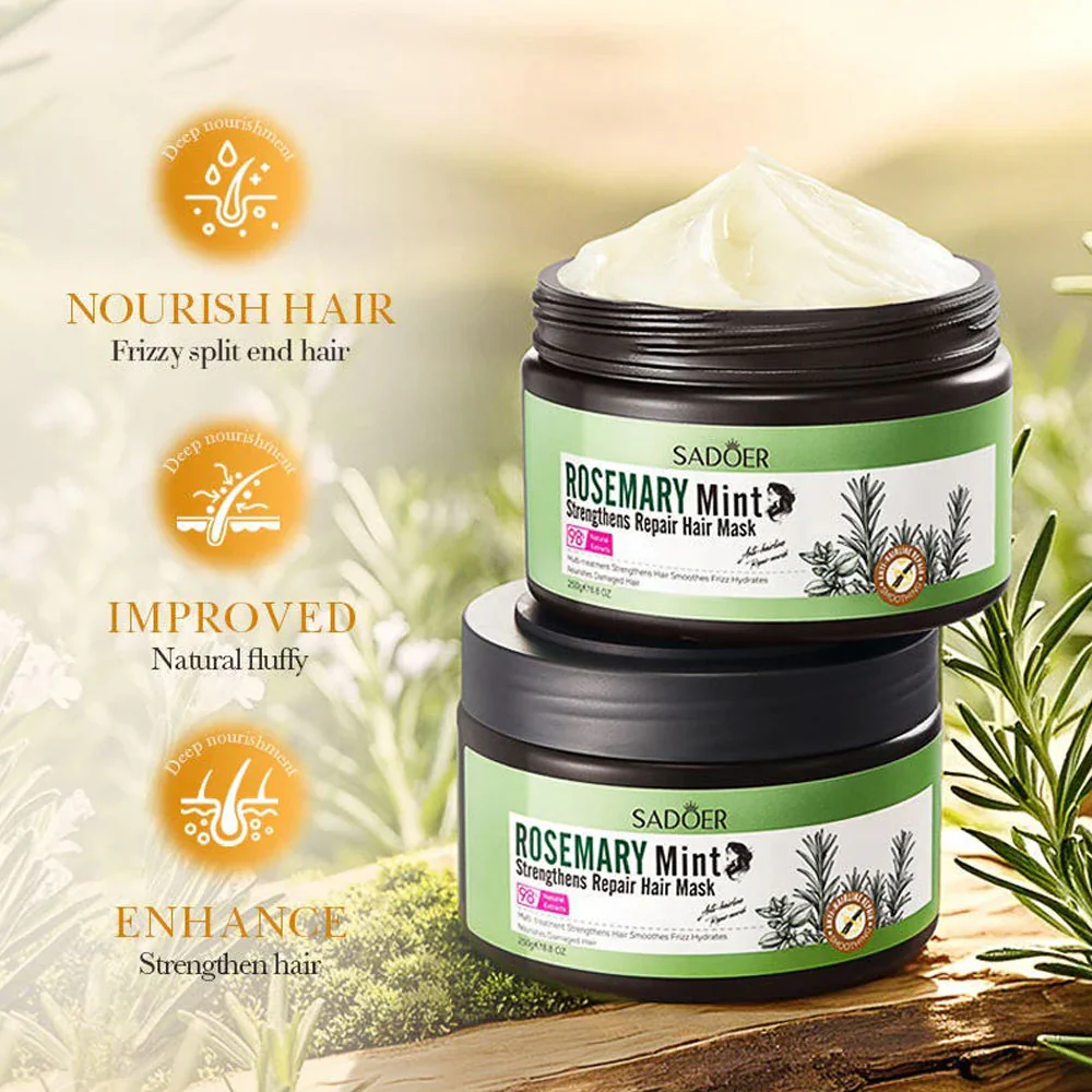 Sadoer Rosemary Mint Strengthen Repair Hair Mask 250g - Image 4