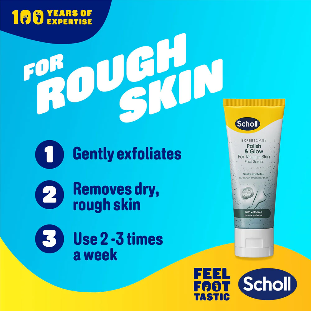 Scholl Foot Scrub Expert Care Polish & Glow For Rough Skin With Volcanic Pumice Stone 75ml - Image 5
