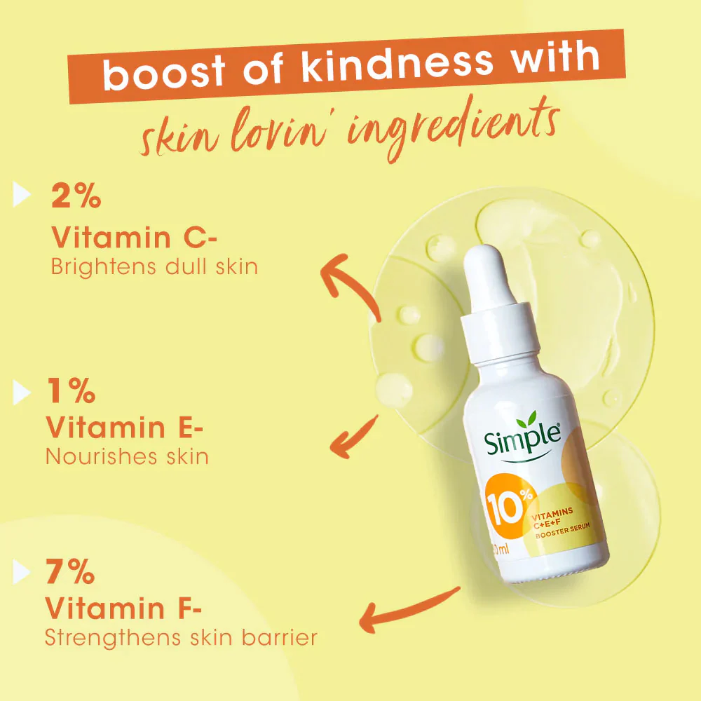 Simple Booster Serum Vitamins C E F 10% 30ml - Image 3