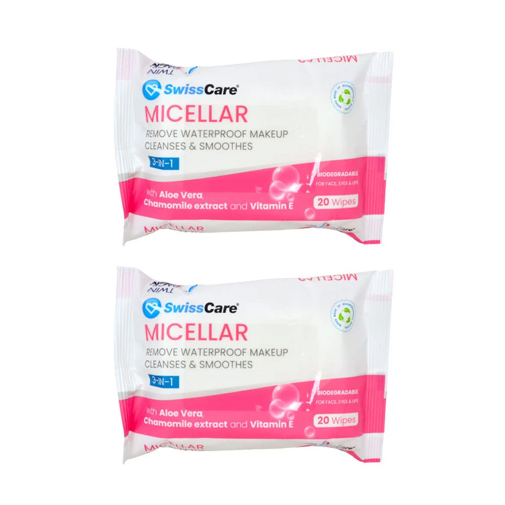 SwissCare 3-in-1 Micellar Cleansing Wipes 2x20pk