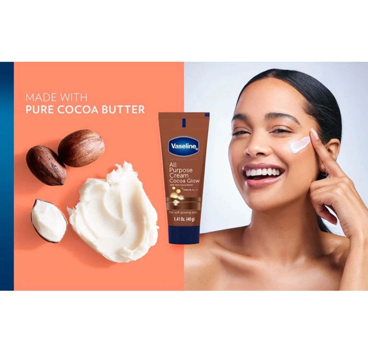 Vaseline All Purpose Cream Cocoa Glow With Pure Cocoa Butter 40g - Image 3